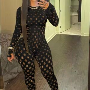 Black hollow out jumpsuit